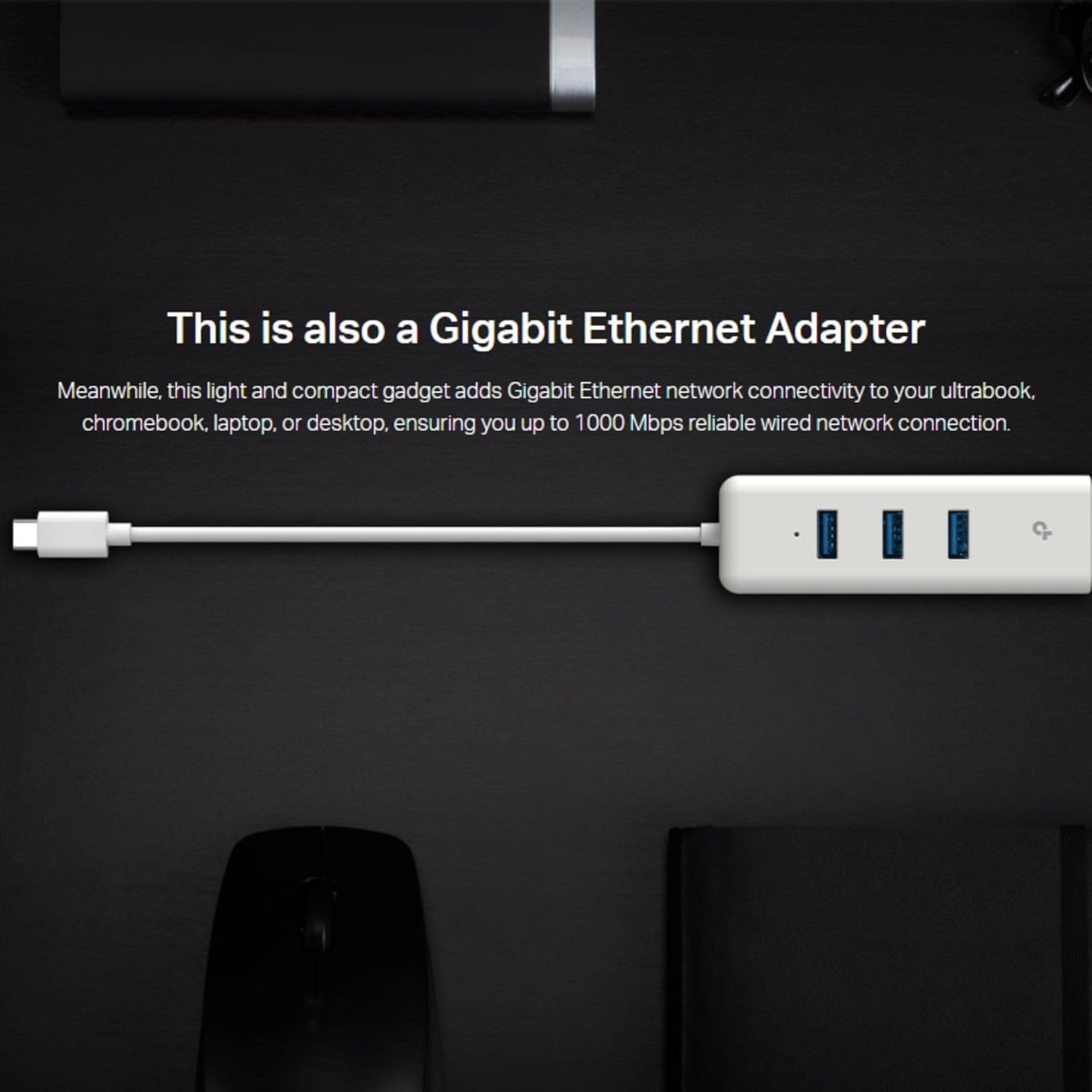 TP-Link UE330C - Adaptador USB-C 3.0 a Ethernet | Hub USB-A 3.0 portátil de 3 puertos con 1 puerto Ethernet Gigabit RJ45 | Adaptador de red para laptop | Plug & Play | Soporta Win 7/8/8.1/10/11, Mac