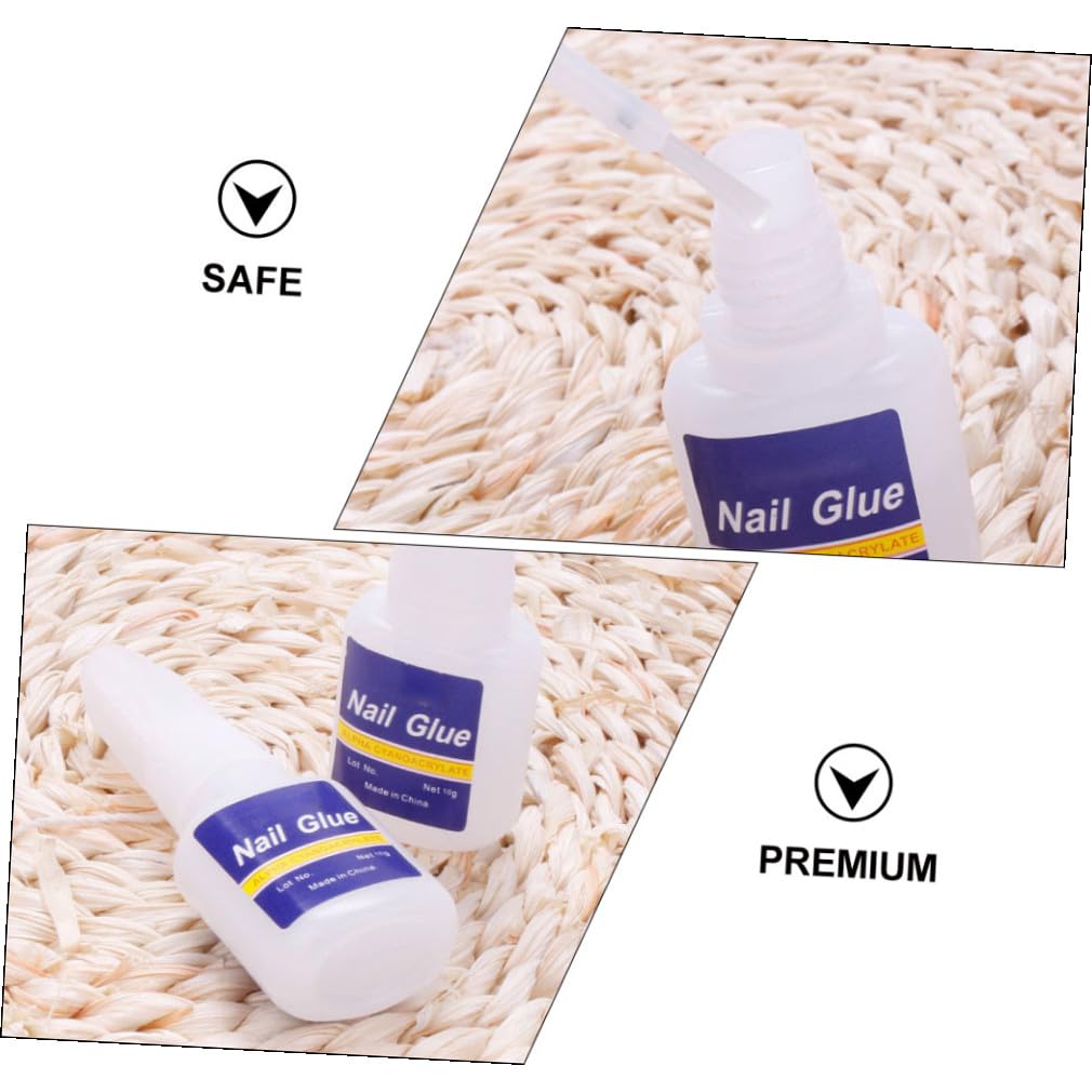 Ipetboom 5pcs Nail Art Glue with Brush for Press Nails Professional Manicure Kit Adhesive Rhinestones Beads Application for Salon and Home Use