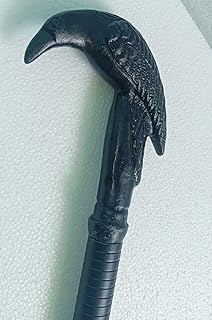 Blackperlcrafts by Antique Black Brass Crow Raven Head Handle The Remarkable V Stainless Steel Tactical Walking Stick Cane Gift