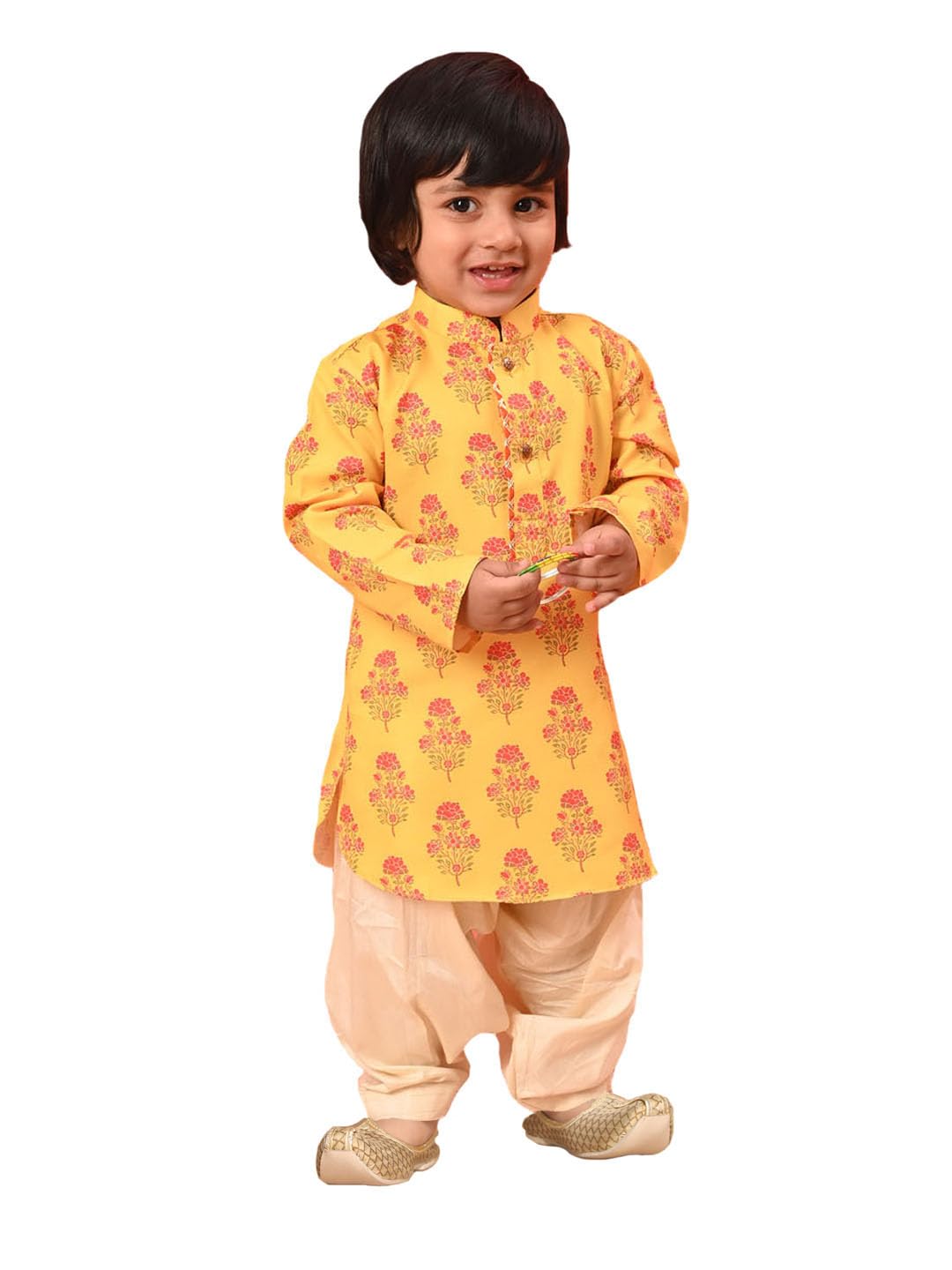 vastramay sishu Vastramay Infant Boys' Multicolor-Base-Mustard And Cream Kurta Patiala Set-picture-11