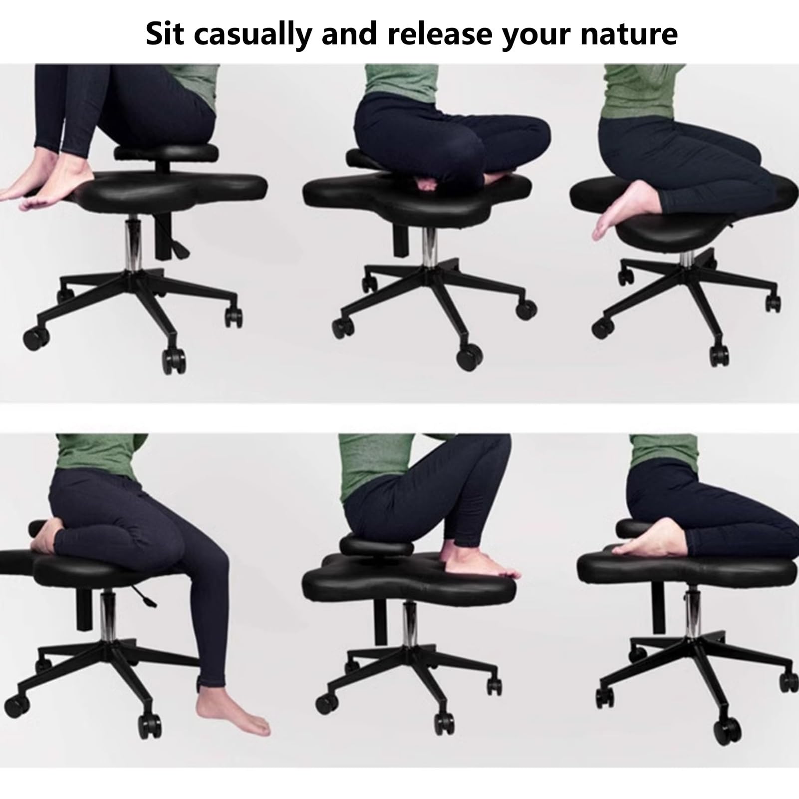 Ergonomiczne Krzesło Klęczące, Taboret na Kolana, Regulowane Krzesło Biurkowe do Domu i Biura, Grube i Wygodne Podkładki, Koła z Hamulcem, Krzesło do Medytacji do Domowego Biura (Color : GrayA