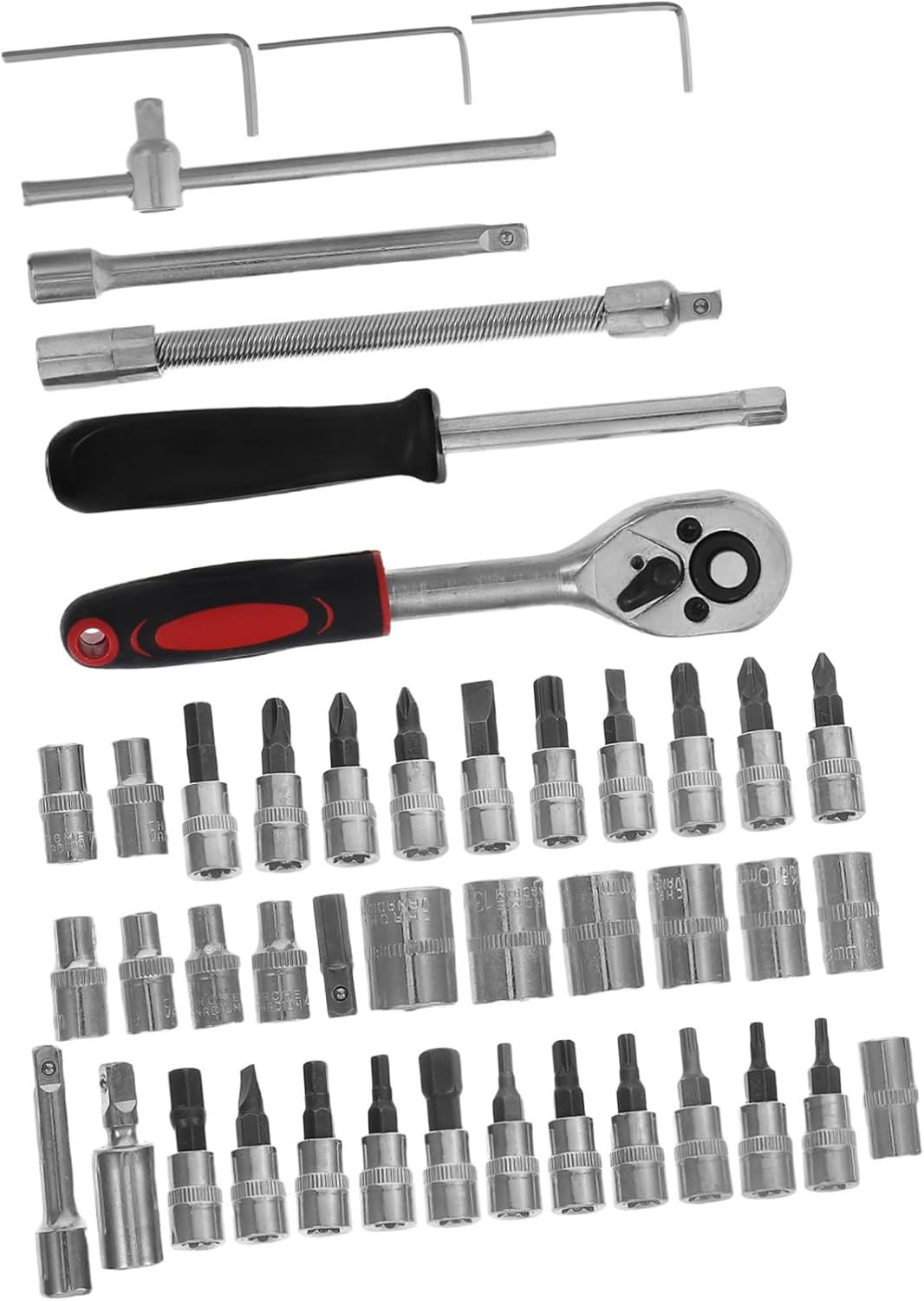 POPETPOP 46pcs Mechanic Tool Set Ratcheting Wrench and Socket Automotive Repairs Durable Bit Socket Replacement for Mechanics and Car Maintenance