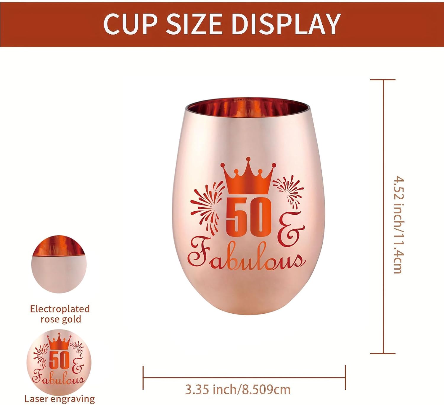 50 and Fabulous Wine Glass Gift - 50th Birthday Gifts for Women - 50 Year Old Birthday Decorations - Image 6