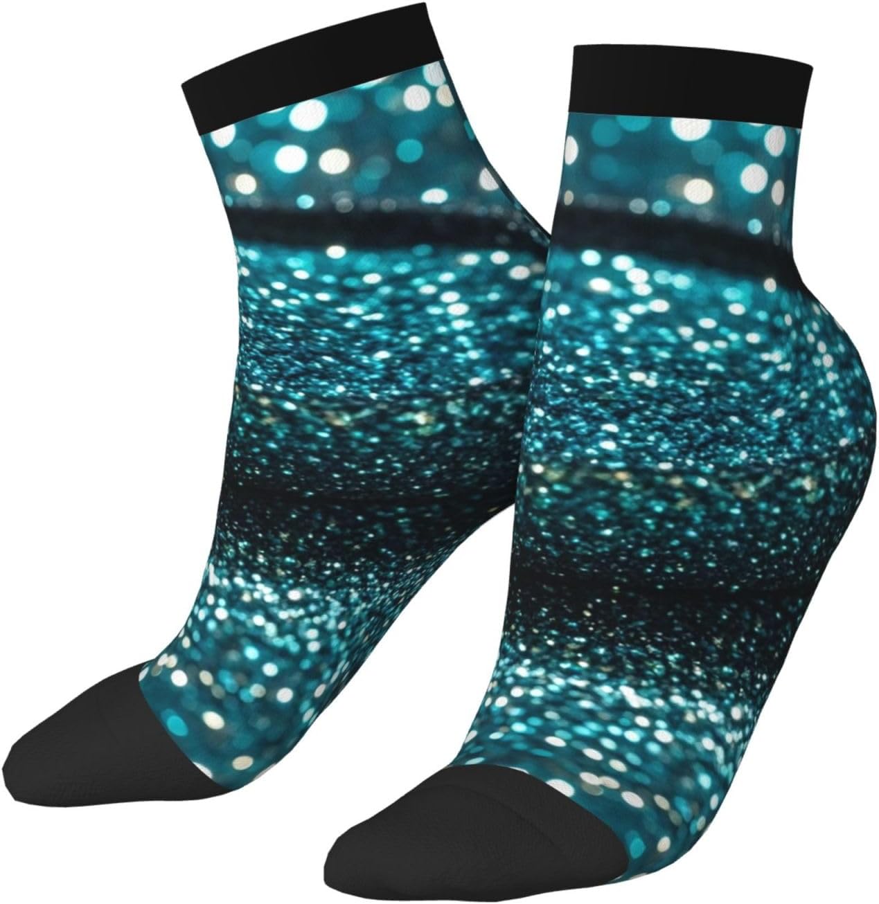 Women Men Breathable Warm Boot Socks Teal Glitter Calf Socks for Hiking Work