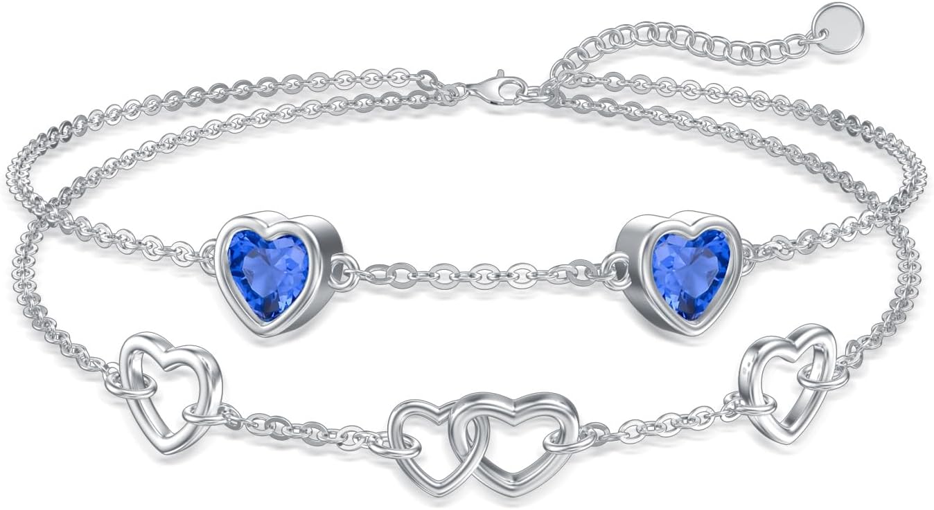 Infinity Anklets for Women S925 Sterling Silver Infinity Hear Ankle Bracelet Rose Gold Summer Beach Anklets Foot Chains Foot Jewelry Gifts for Women Girls