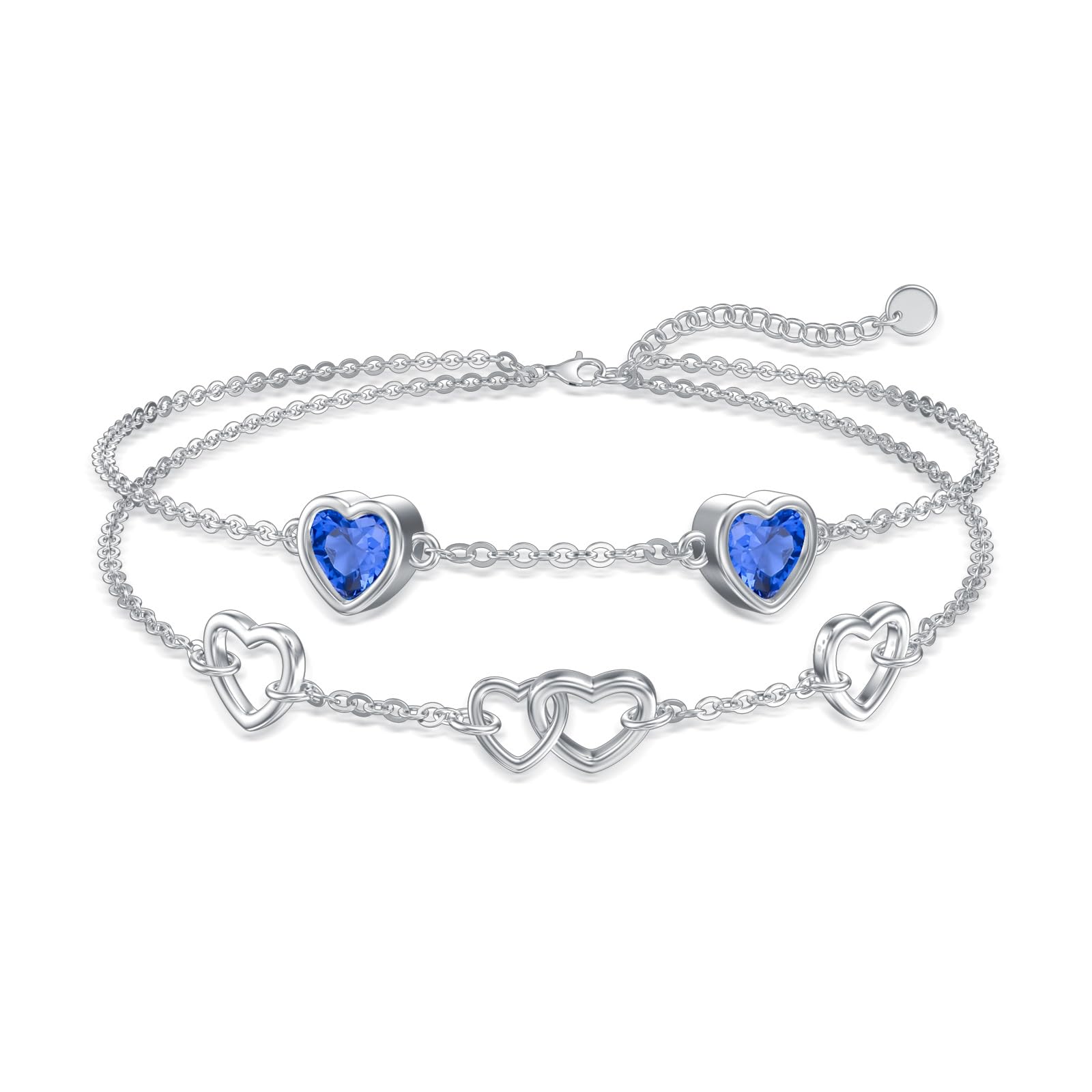 Pulsera tobillera para mujer de plata de ley 925 ROMANTICWORK 23cm ajustable 7