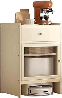 Supporto per Aspirapolvere Armario de bambú para aspiradora Robot, con Estante Ajustable y Mesa Auxiliar con cajón para Sala de Estar, hogar y Oficina, 52 x 40 x 80,5 cm.