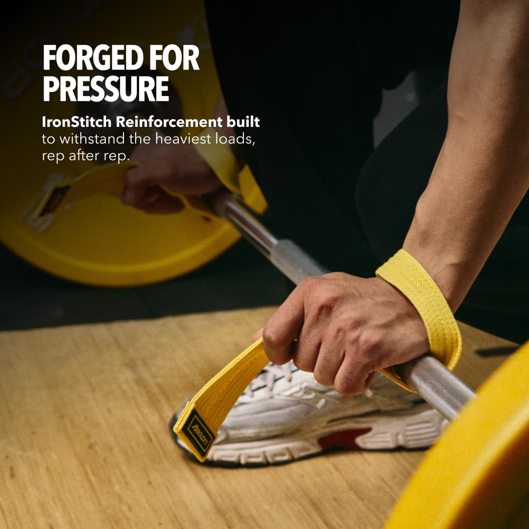 Boldfit Weight Lifting Straps Wrist Supporter for Gym Training, Deadlift Grip Heavy Workout Accessory for Men & Women, Strength Training Weightlifting Strap - 1 Pair - ProGrip Yellow 1