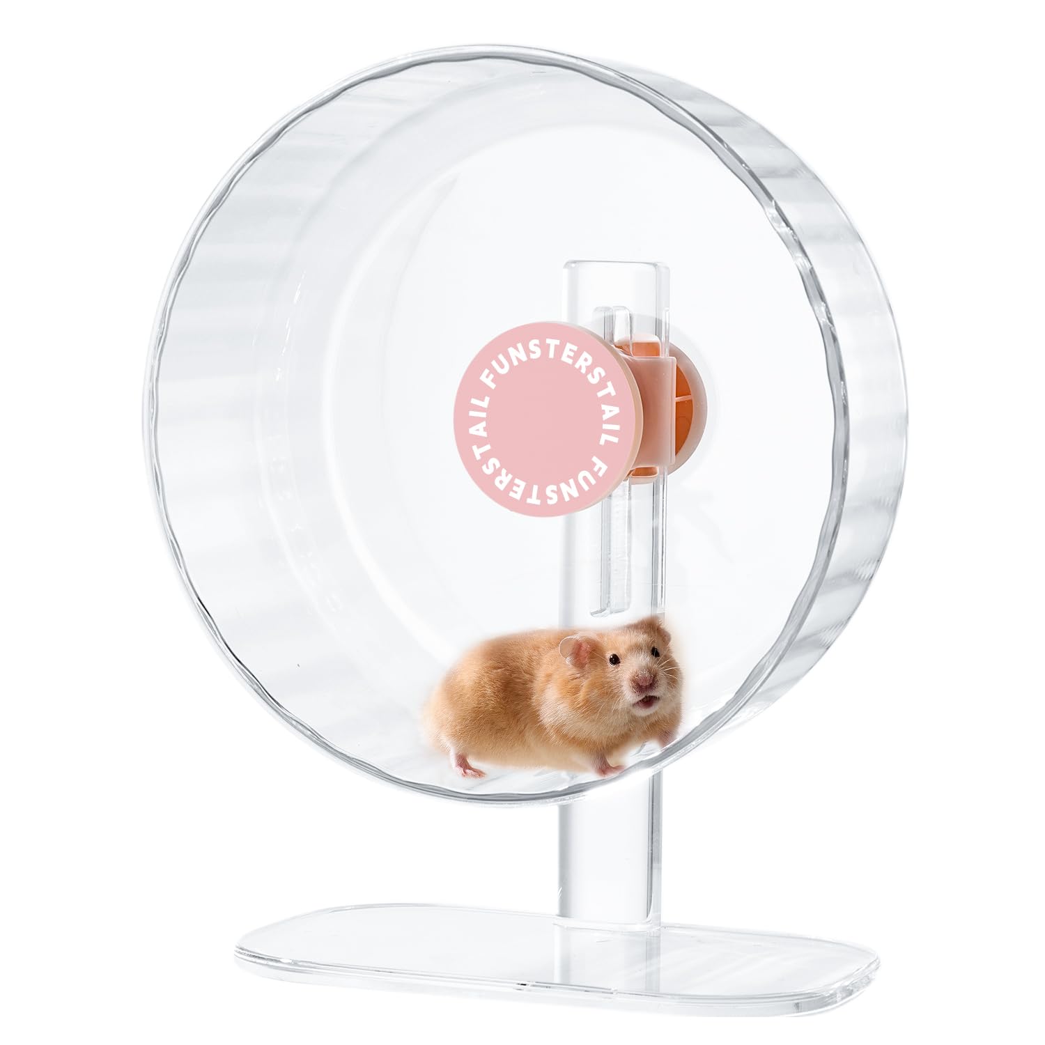 FunstersTail Super Silent Hamster Wheel 10.4 Inch, Magnetic Large Rat Wheel for Chinchilla, Gerbil, Guinea Pig, Cat, Mouse, Sugar Glider and Dwarf, Syrian Hamster Accessories (Peach Pink)