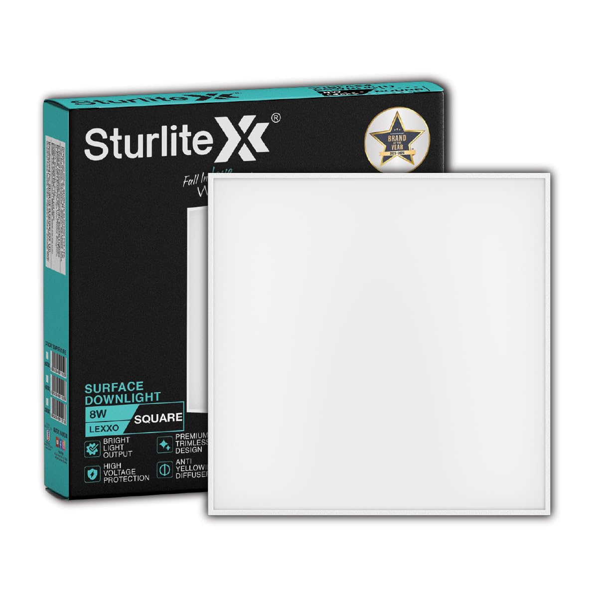 Sturlite Lexxo 8W Square LED Surface Light| 6500k Cool White Color Temperature| 800 Lumens with CRI Tech for Accurate Color Representation - (Pack of 1) LED Bulb