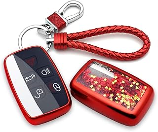 Quicksand Key Fob Cover Case for Land Rover Range Rover Evoque Discover Sport Freelander Jaguar XE XF XJ F-Type (Red)