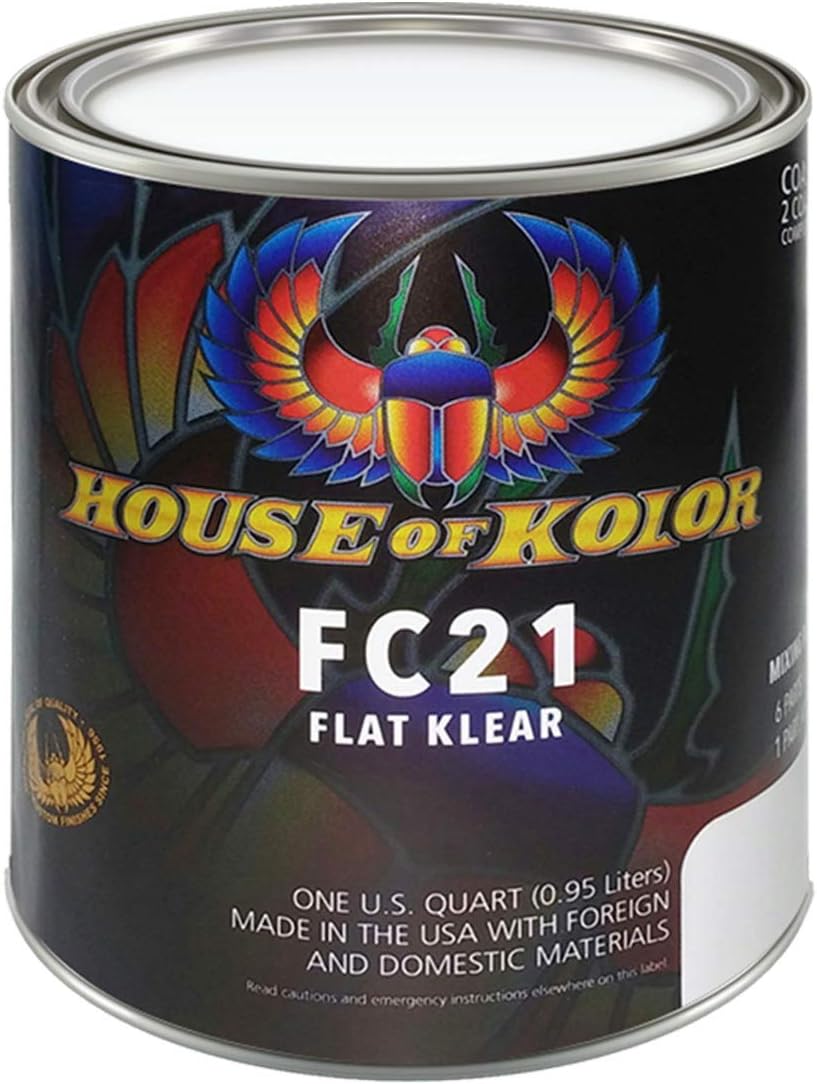 House of Kolor Low VOC Urethane Flat Klear | Low VOC Flat Finish Clearcoat, Can be Used Over All Solvent Based Basecoats | 1 Quart