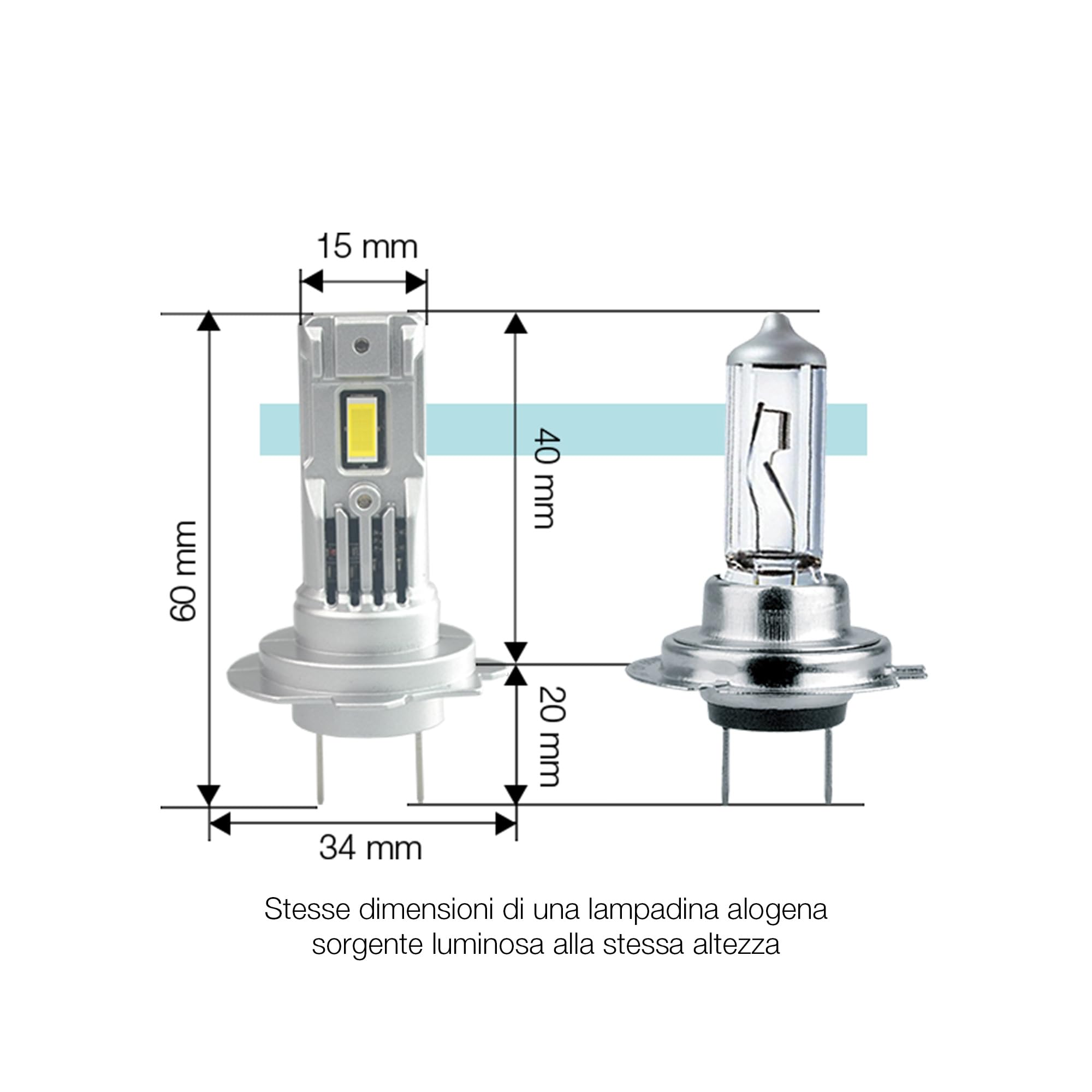 Simoni Racing AZ7 LED Conversion iLuz Air, Kit 2 Lampadine a LED Attacco H7 – H18 di Piccole Dimensioni per Auto e Moto da 6500°K Luce Bianca