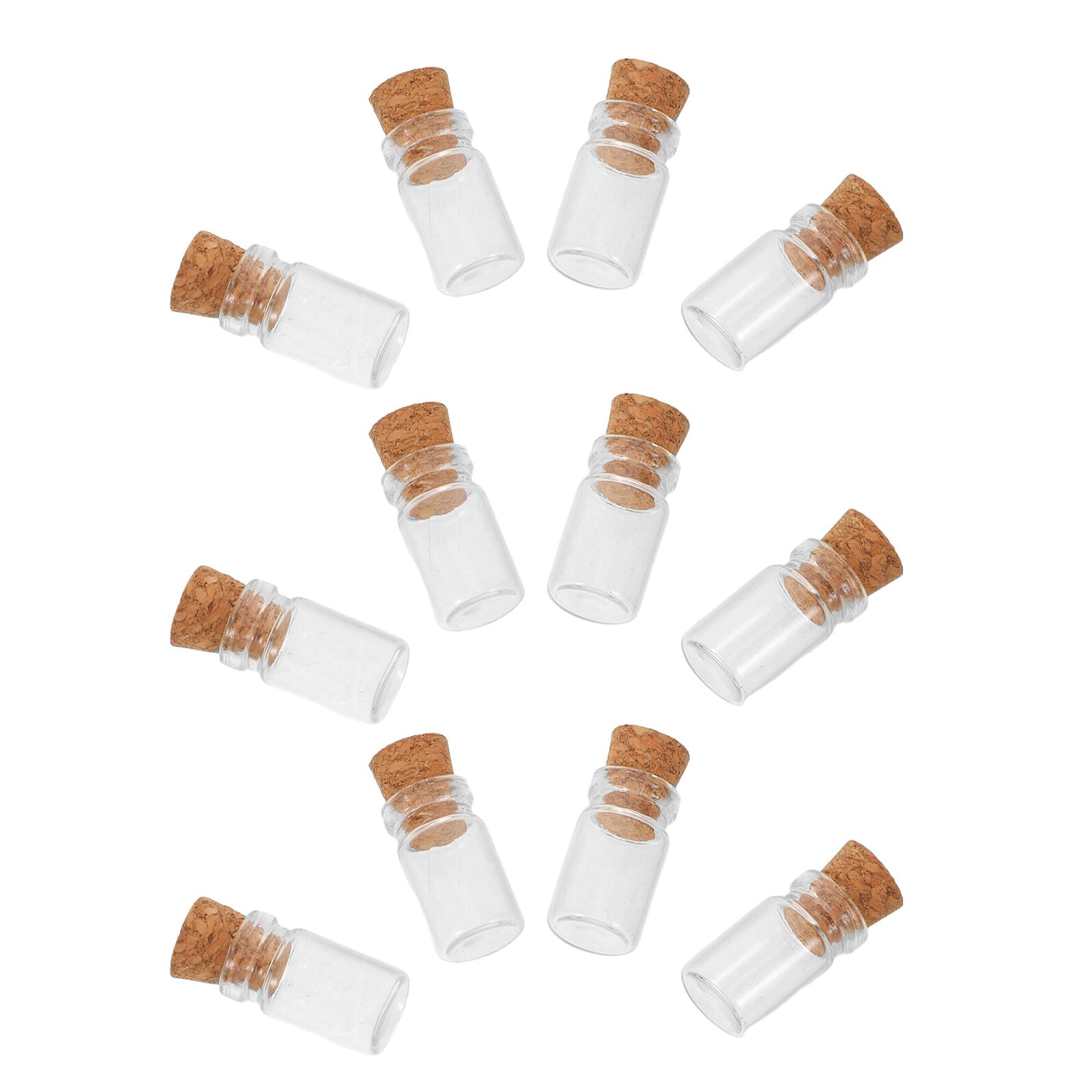 Mini Bottiglie di Vetro con Tappo in Sughero Legno 100 Pezzi da 1ml, Compatte e Portatili per Bomboniere, Fai da Te, Matrimoni e Decorazioni Natalizie