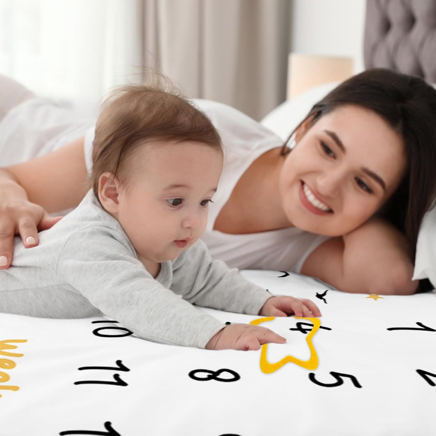 CSFOTO Airplane Pilot Theme Baby Monthly Milestone Blanket Cartoon Airplane White Cloud Star Decor Photography Background Newborn Growth Record Prop Blanket 60 "x40 with Frames - Image 2