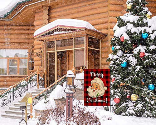 Blkwht Christmas Santa Claus Garden Flag 12.5 X 18 Vertical Double Sided Red Black Buffalo Plaids Winter Outdoor Decorations Burlap Small Yard Flag S1042 #TOP2
