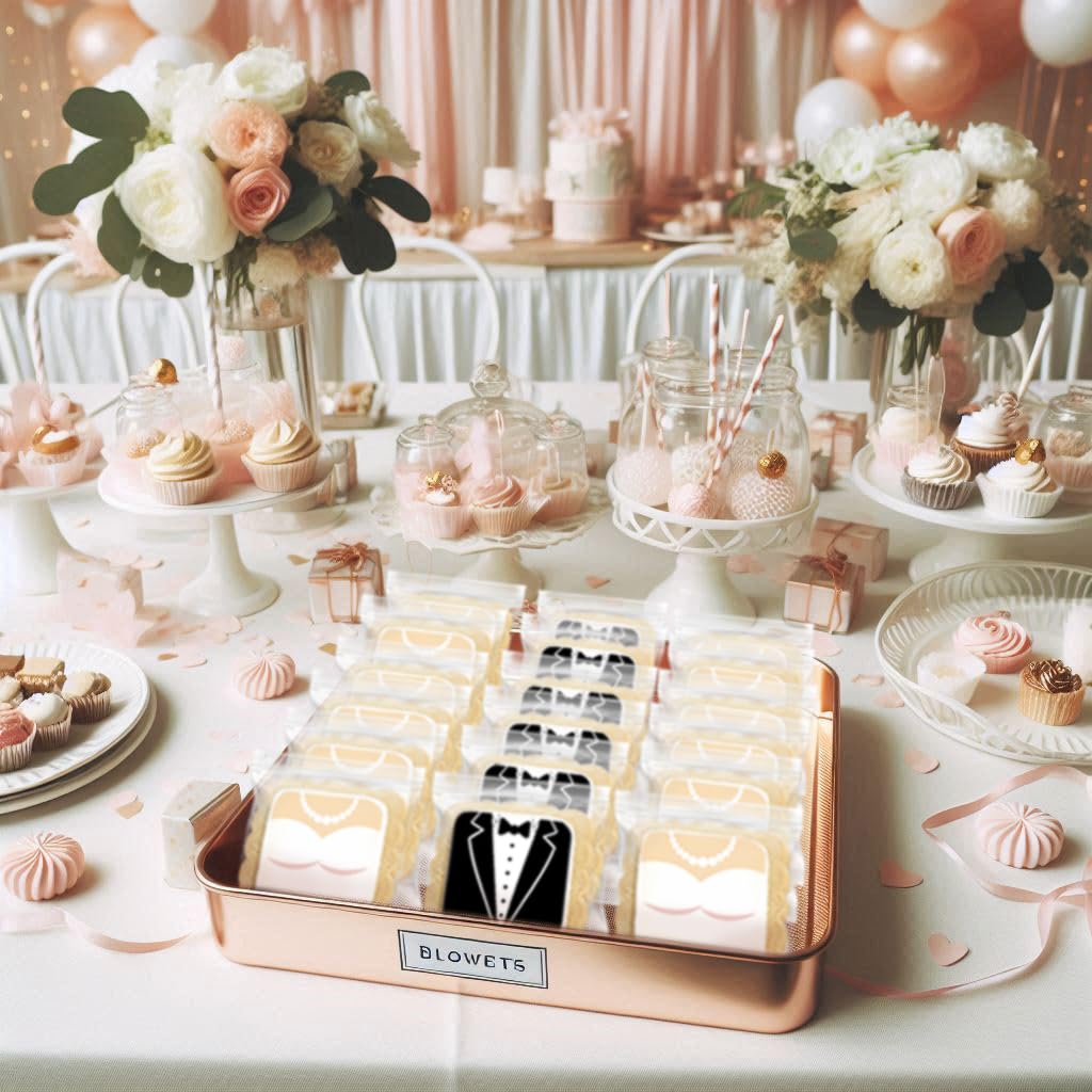Wedding Cookie Bride and Groom Cookies 24 Pack Individually Wrapped Party Favor Bridal Shower Engagement Theme Cookies Tuxedo Dress
