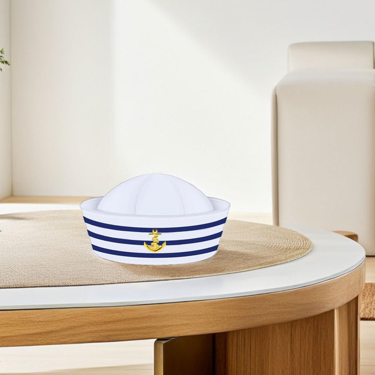 Tofficu 5 Set Set Costume Marinaio Cappello Capitano a Righe Blu Bianche