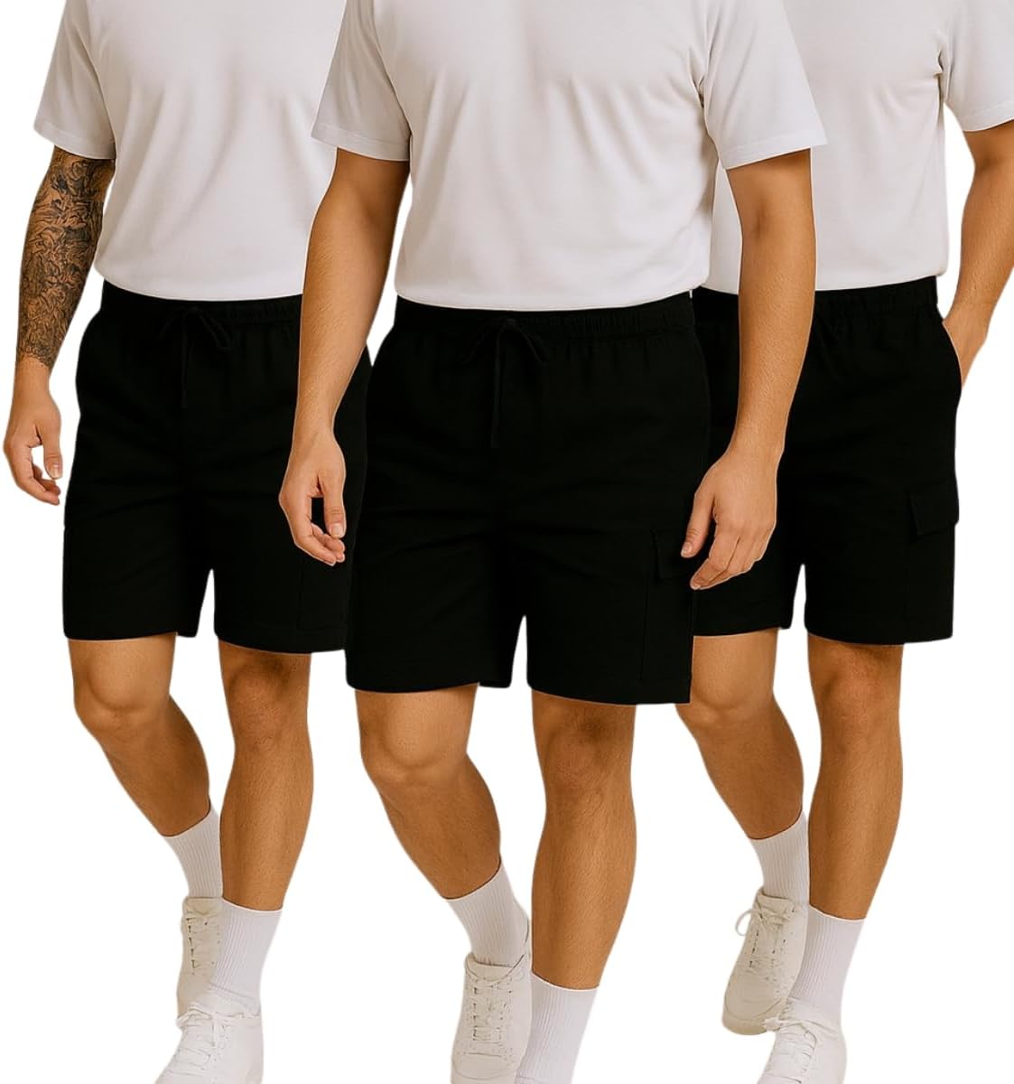 Kit 3 Bermuda Cargo Masculina Curta Streetwear casual Short Sarja Bolsos Laterais