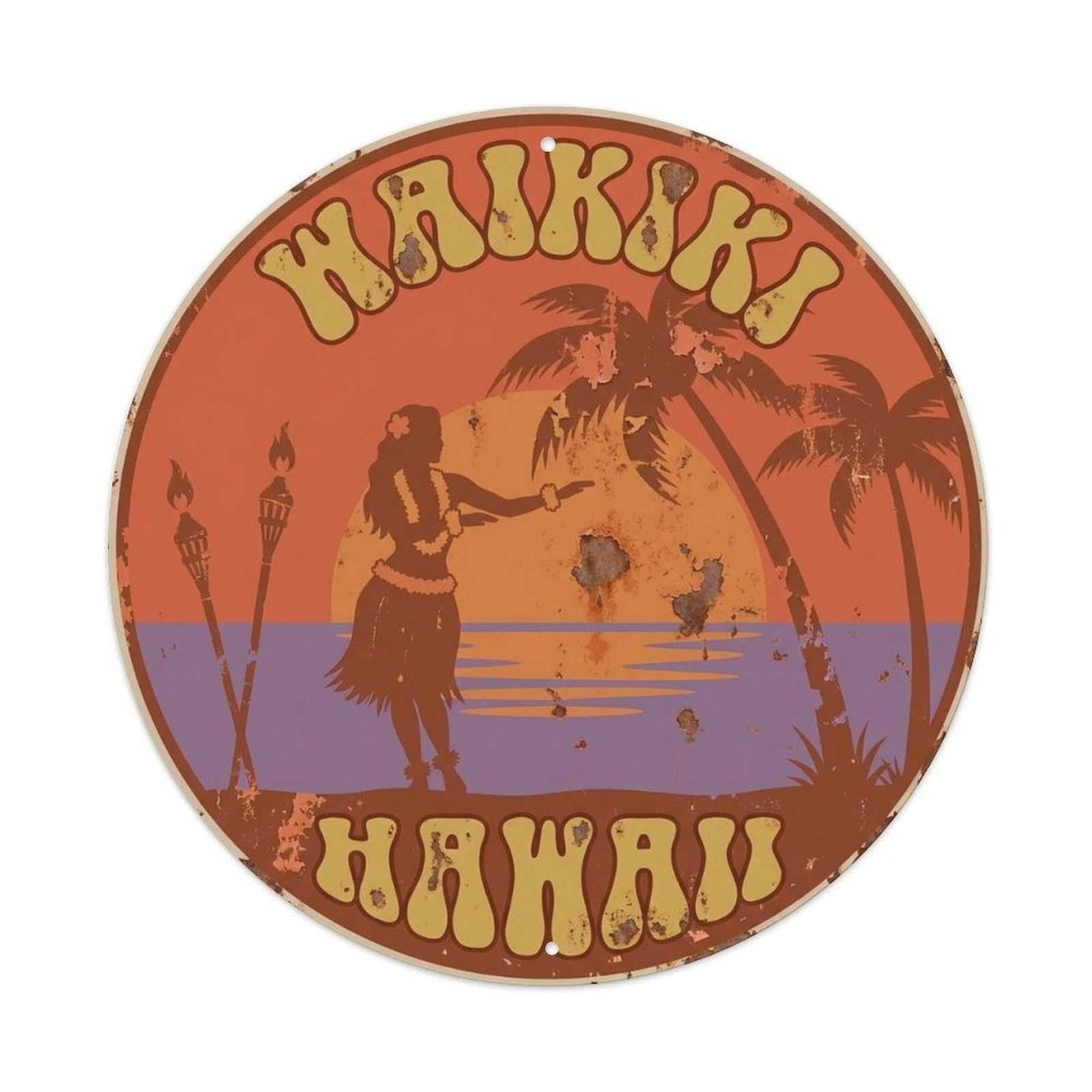 Waikiki Hawaii Pacific Beach Destination Metal Tin Sign