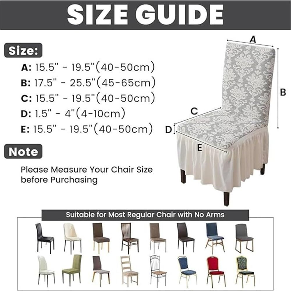 Housses De Chaises De Salle À Manger Élégantes en Jacquard avec Volants Protections De Chaises Style Campagnard Housses Extensibles pour Chaises Parsons pour Mariages, Hôtels(Yellow,6PCS)