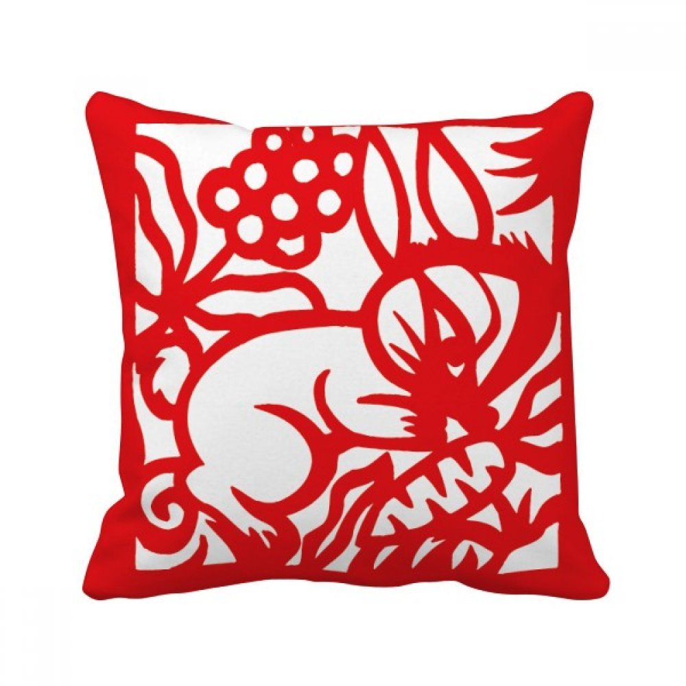 Housse Coussin Lapin Zodiaque Art Découpage de Papier 40x40