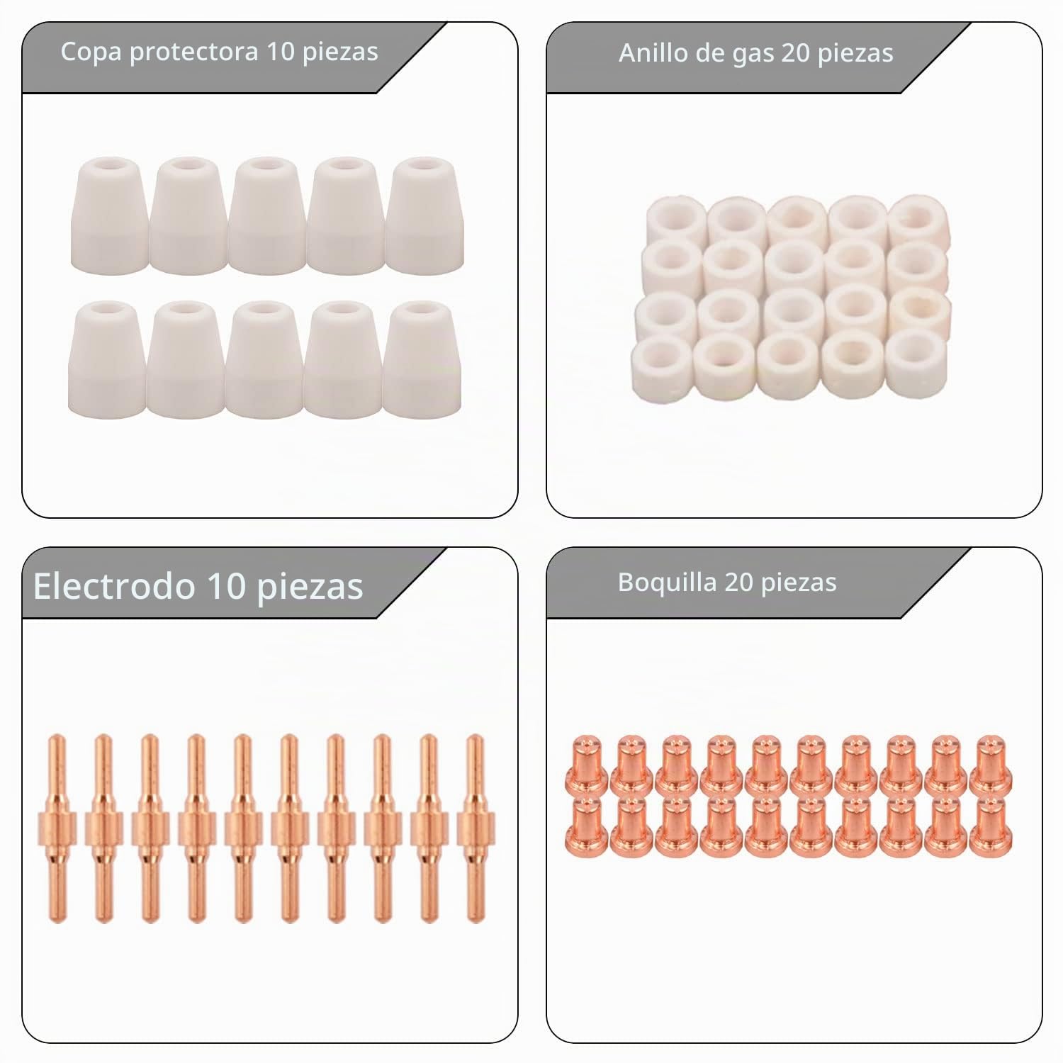 60 piezas PT-31 de boquilla de corte de plasma de aire extendido consumibles para CUT-40 CUT-50D CT-312
