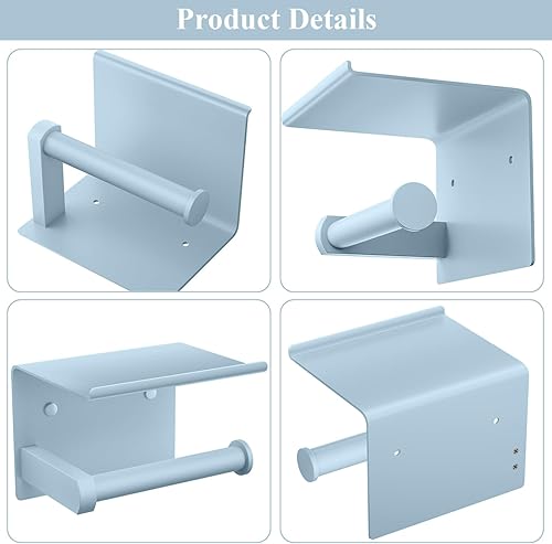 Miniatura 10 de Tindbea Soporte de papel higiénico con estante para teléfono, adhesivo o tornillo, soporte para rollo de papel higiénico, dispensador de