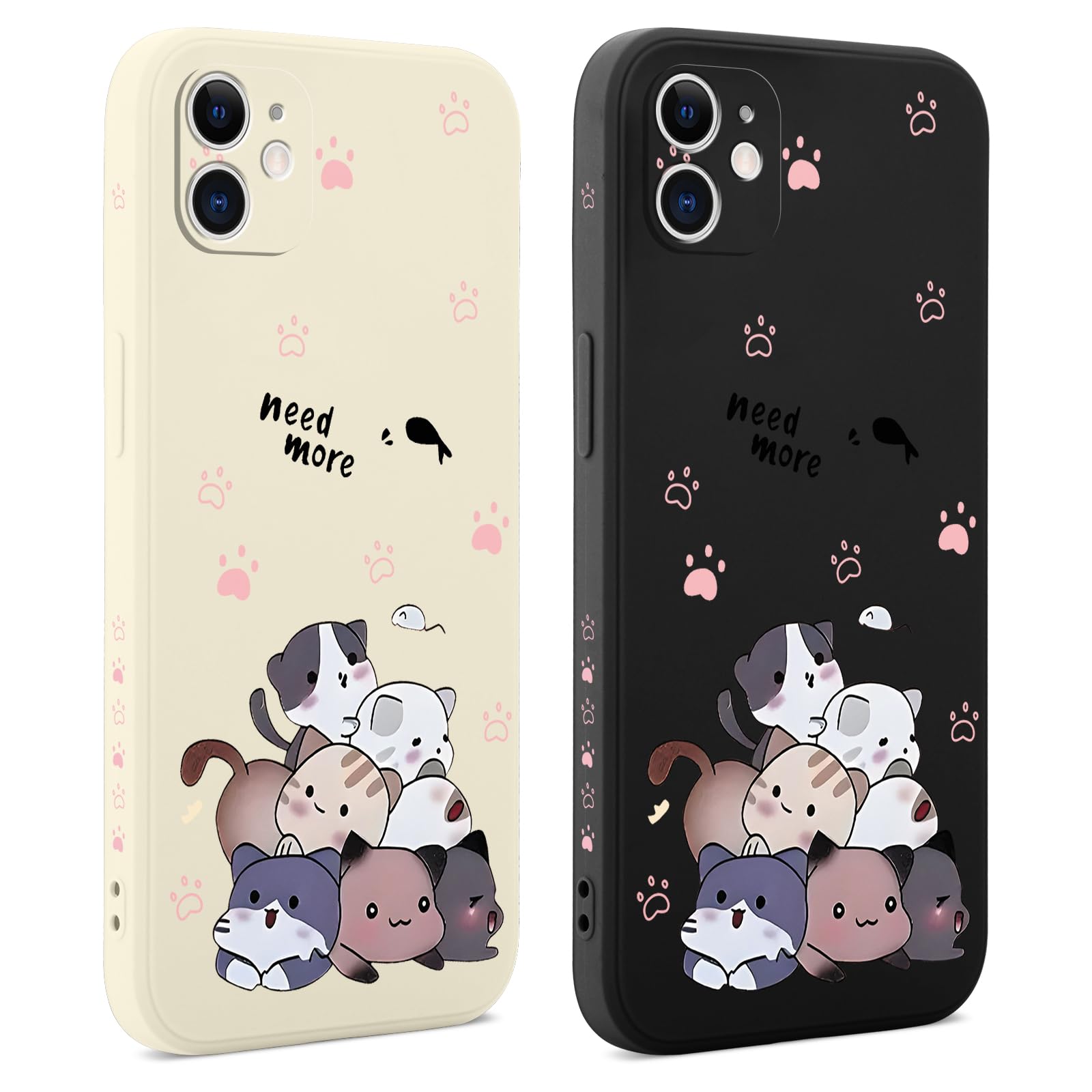 2 Pezzi Cover Per IPhone 11 6,1" Con Design Cartoni Animati | Custodia Morbida In Silicone TPU Trasparente Opaco, Antiurto E Sottile