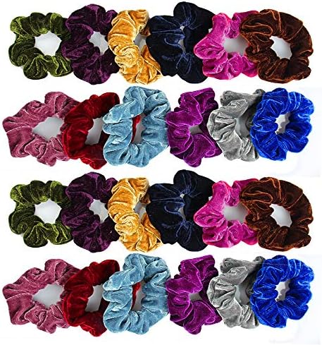 Fu Store 24 pcs Scrunchies Hair Ties Elastic Bands Hair Scrunchies Velvet Hair Ropes Ties Best Birthday Christmas Gift for Women Girls