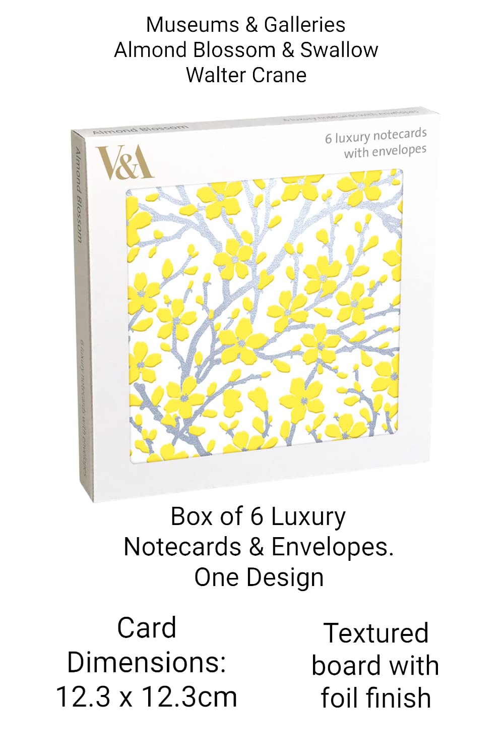 Museums & Galleries 6 Luxury Boxed Notecards with Envelopes (Almond Blossom & Swallow Walter Crane) EFE030 - Image 2
