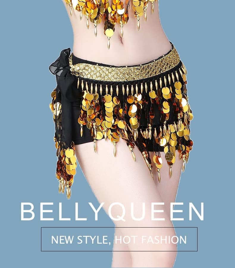 Nimiman Sequin Coins Fringe Belly Dance Hip Scarves Tassel Dance Belt Skirt for Women - Image 5
