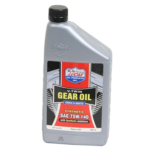 Lucas Oil 10791 Synthetic SAE 75W-140 V-Twin Gear Oil - 1 Quart (Pack of 6)