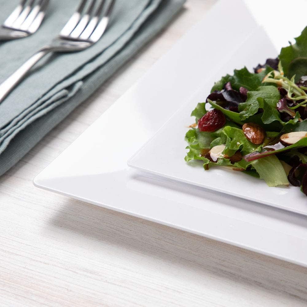 60% Off Discount Disposable Square Plastic Plates - 60 Pack - 30 x 9.5 Dinner and 30 x 6.5 Salad Combo - Premium Heavy Duty- By Aya's Cutlery Kingdom