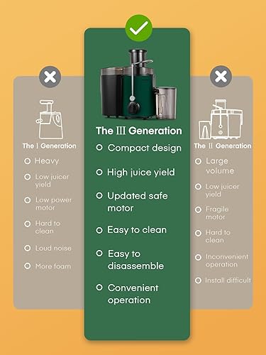 Miniatura 5 de Máquina exprimidora, exprimidor centrífugo HOUSNAT de potencia máxima, jugo de 800 W, canal de 2.559 in para frutas y verduras enteras, extractor de