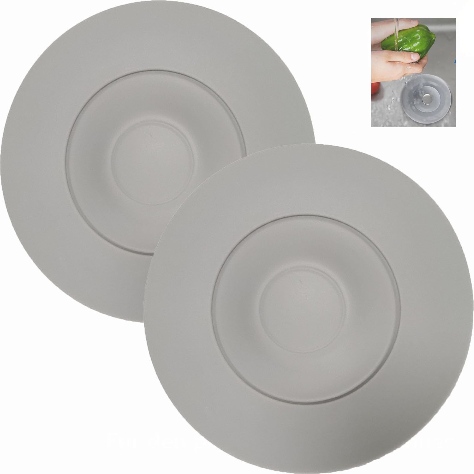 Universal Silicone Drain Plug Stopper,2-Pack Press-Type Bath Tub Washbasin Sink Plug,with Hair Catcher Strainer Anti-Clog Drain Cover,for Kitchen, Bathroom,Laundry Shower