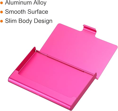 Miniatura 4 de PATIKIL Tarjetero para tarjetas de visita, estuche de metal de aluminio para tarjetas de crédito, color rojo rosa