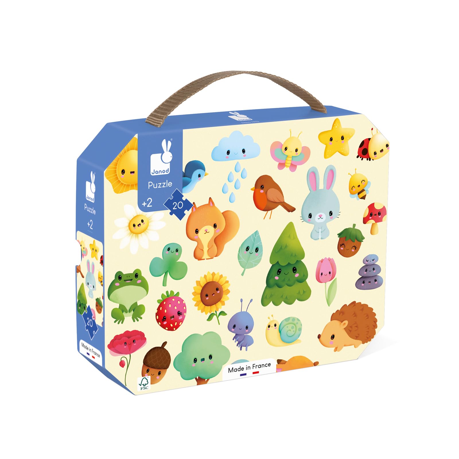 Janod - Nature-Themed Picture Puzzle - Children’s 20-Piece FSC Cardboard Puzzle - Easy to Store - Made in France - 24 Months +, J02574