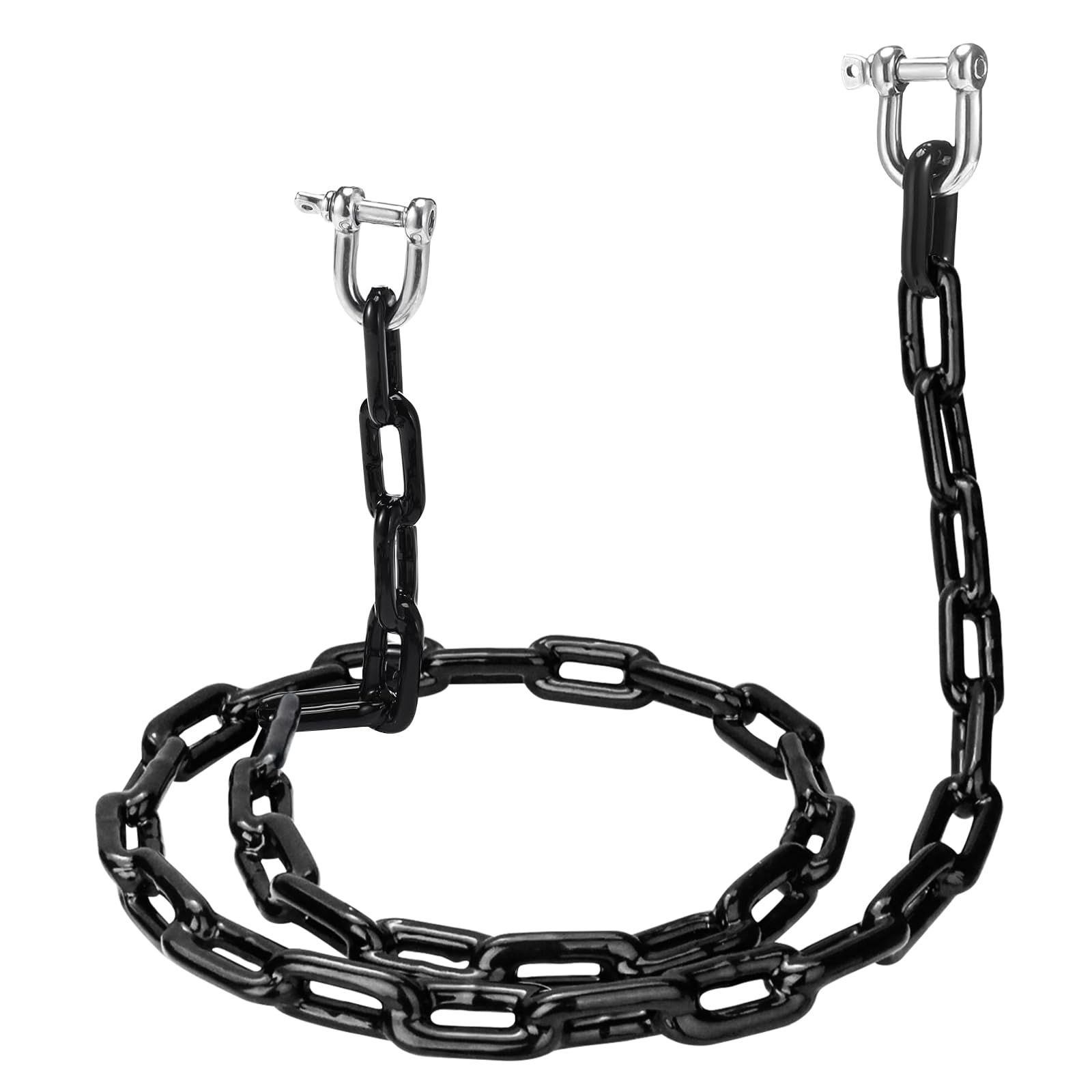 QZWEXAZ 5ft PVC-Coated Steel Boat Anchor Chain - Boat Chain with Stainless Steel D-Shaped Shackles, Versatile Small Boating Accessories for Marine & Home Use (Black)