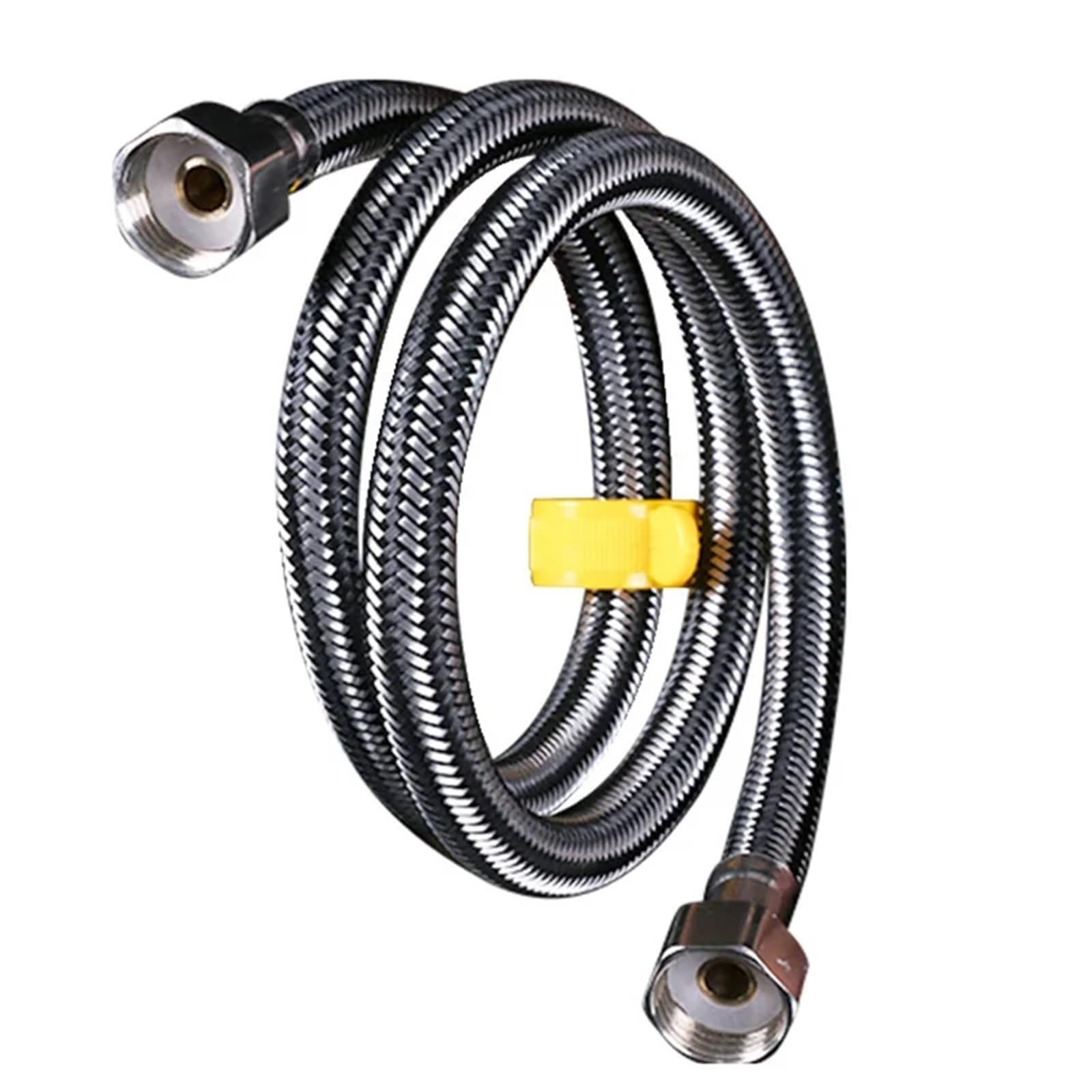 Juego de manguera de ducha de acero inoxidable de 2 1/2 pulgadas, manguera trenzada universal para cocina y baño, color plateado, longitud ajustable (200 cm)