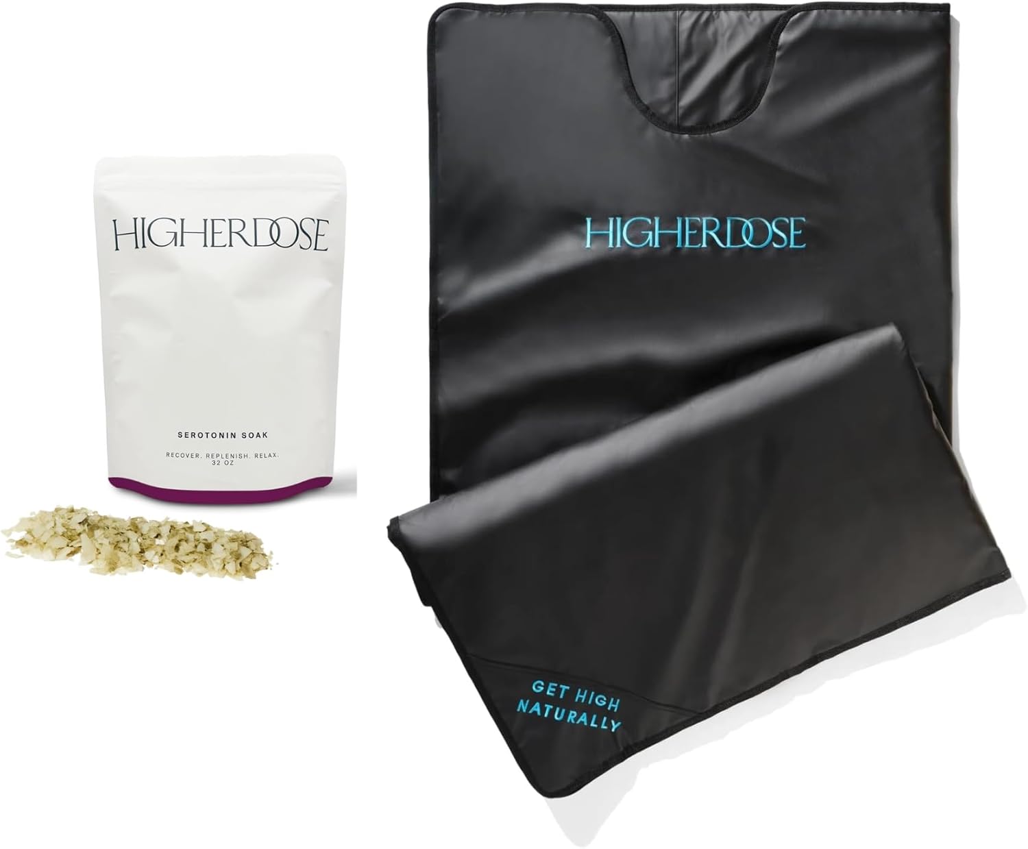 HigherDOSE Relax & Restore Duo - Infrared Sauna Blanket for Detox, Recovery & Glowing Skin + Serotonin SOAK Magnesium Bath Salts with Essential Oils for Muscle & Nerve Relief (32 oz)