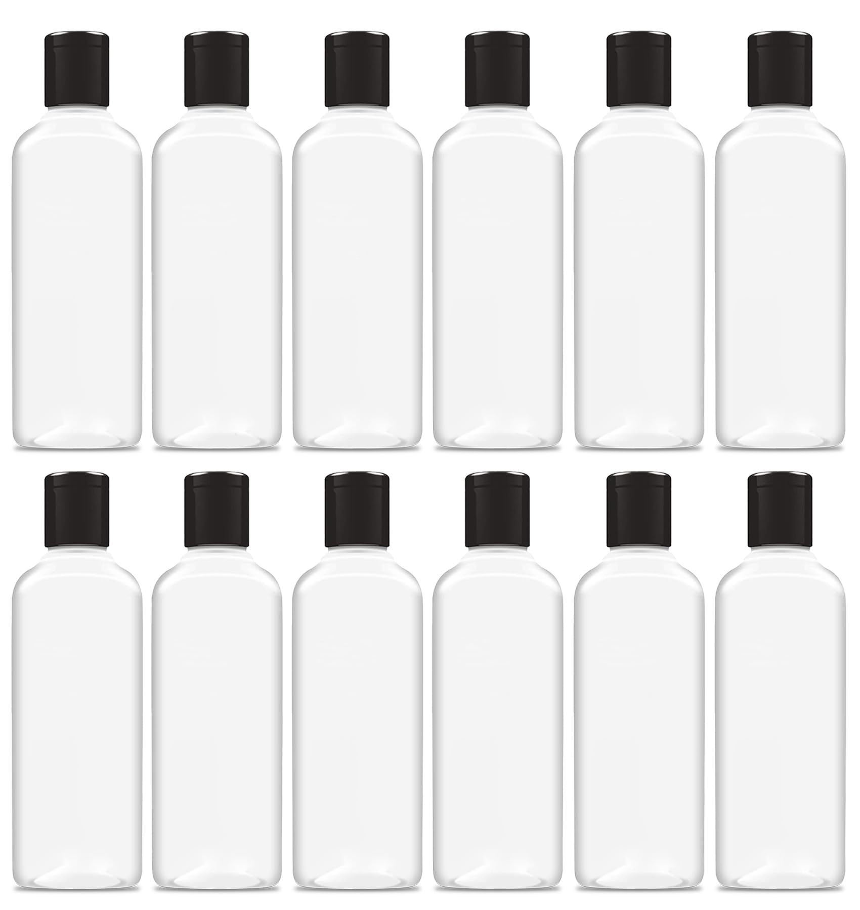JOYUS 100ml Squeeze Bottle with Flip Top Cap, Empty BPA-Free Refillable Container For Shampoo, Lotions, Liquid Soap, Creams, Liquid Cosmetic Travel Size Transparent Bottle, Black Flip-Top, Set of 12-picture-7