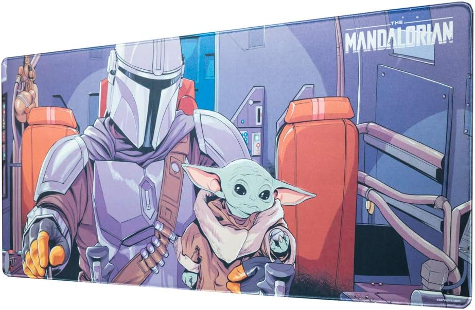 XXL Mouse Pad - The Mandalorian Star Wars Gifts | Gaming Desk Mat 31.5 x 13.8 inches, Non-Slip Rubber Keyboard & Mouse Mat Large | Grogu Gifts Baby Yoda