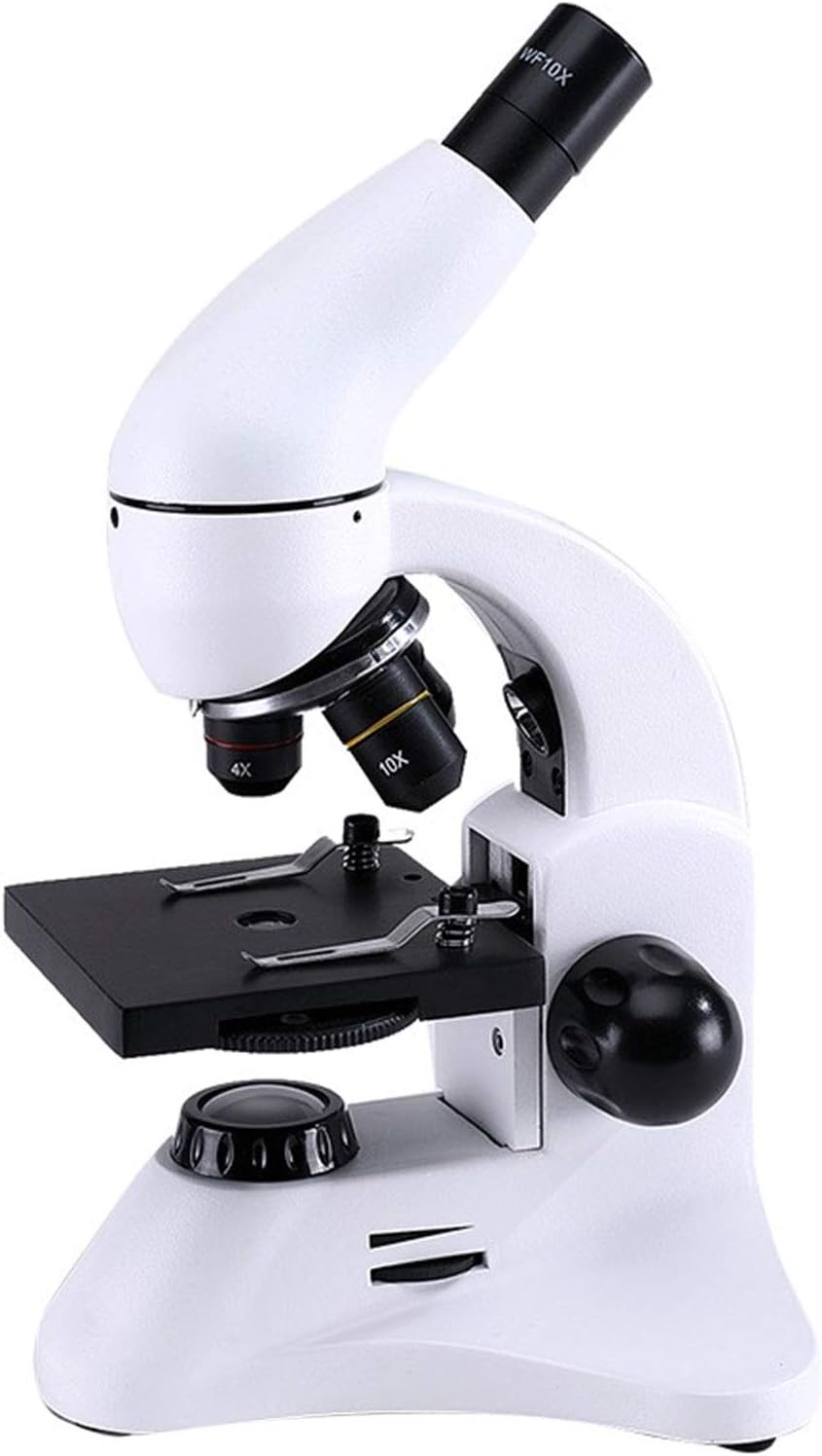 Kids Students Microscope 40x-640xOptical Microscopes Biological Microscope LED Upper and Lower Light Source Eyepiece WF10X Objective Lens (4X 10X 40X) Single Eyepiece 45° tilt 360° Rotation