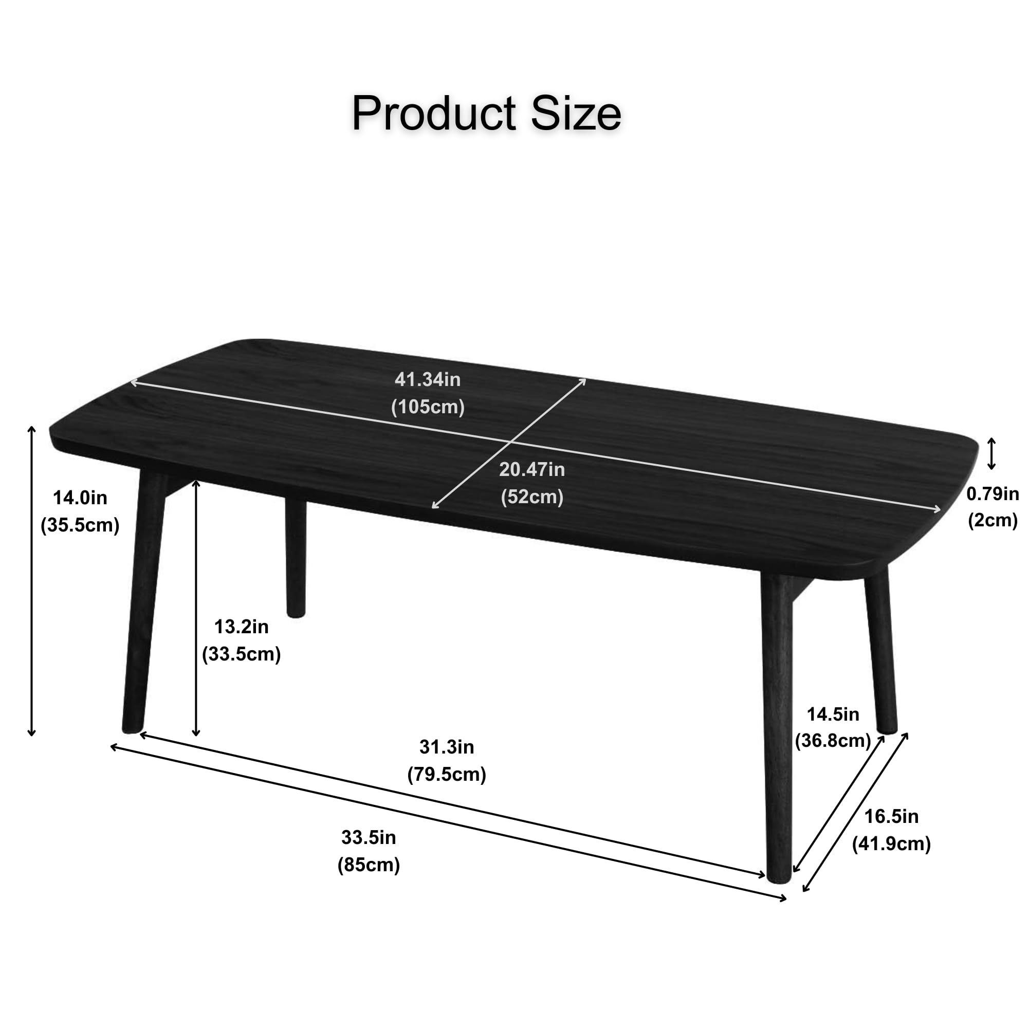 Amazon.com: AZUMAYA Folding Legs Table W41.3 x D20.5 x H14.0