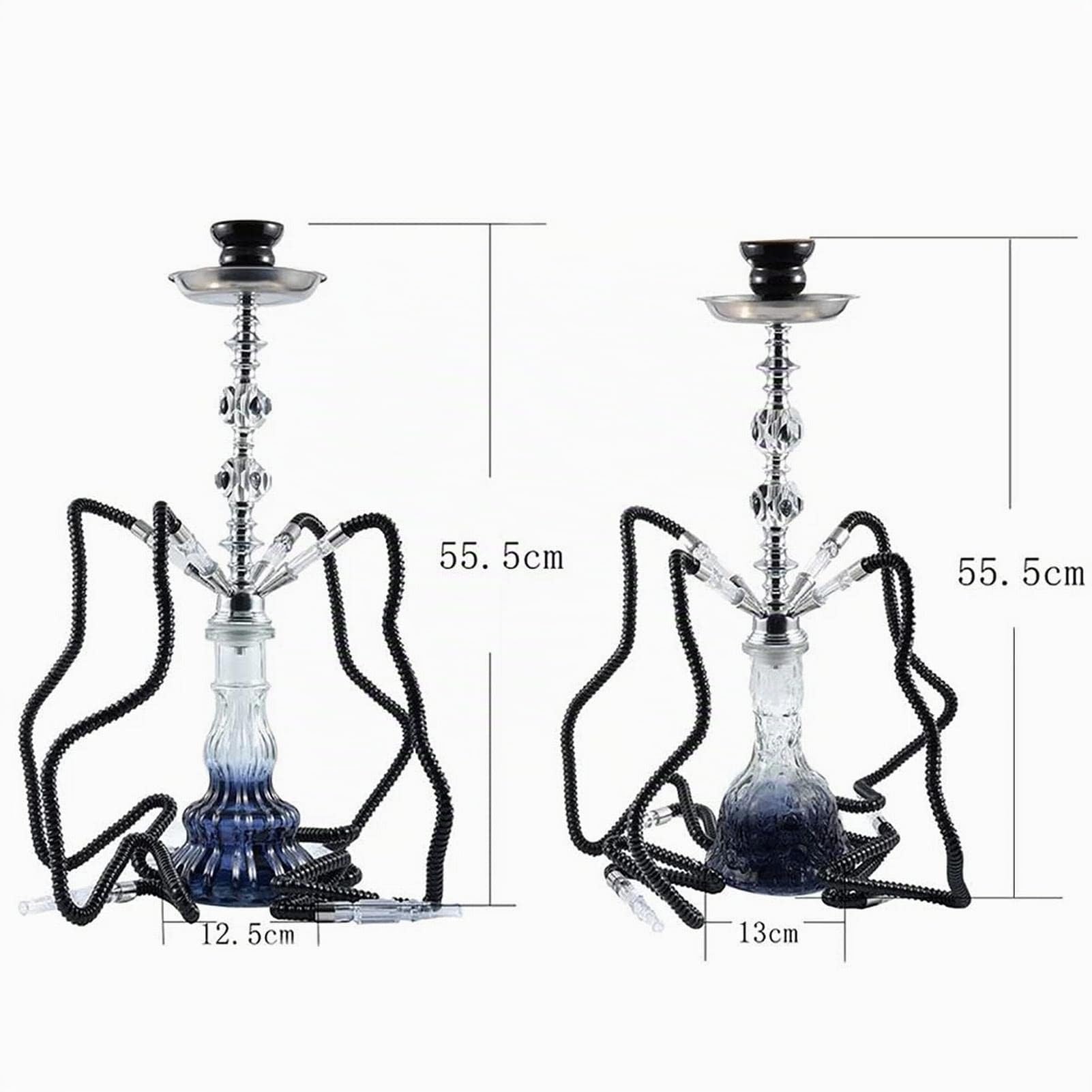 Set De Cachimba De 21 Pulgadas Con 4 Mangueras, Base De Vidrio, Cuenco De Cerámica Y Manguera De Silicona