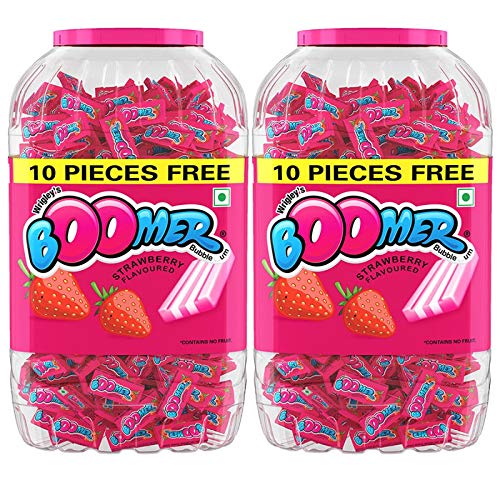 Boomer Strawberry Flavoured Chewing Gum, 792g Jar (Pack of 2)