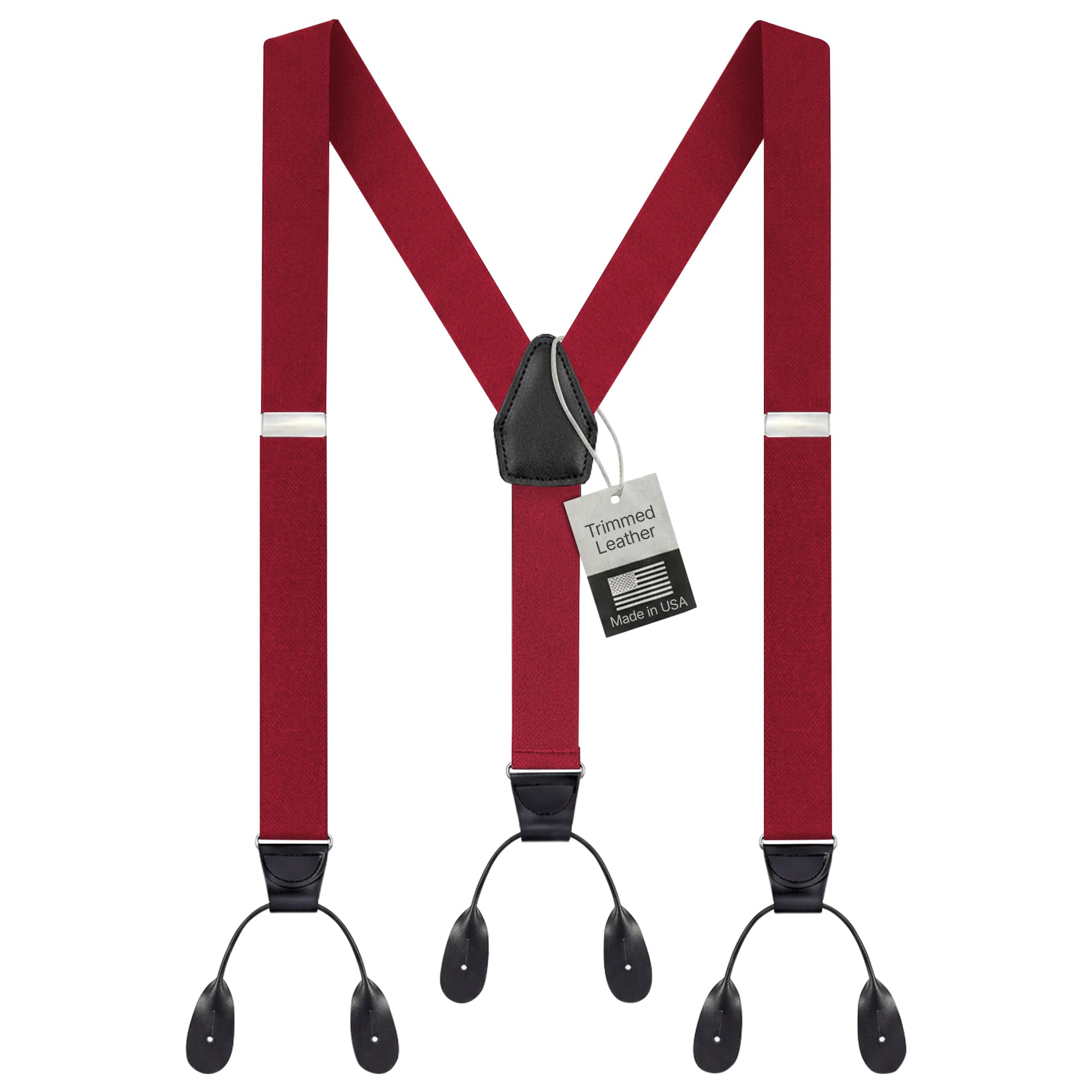 HOLD'EM Tuxedo Button Suspenders for Men – Mens Dress Suspenders Formal | 100% Genuine Leather | Made in USA | Regular &amp; Tall