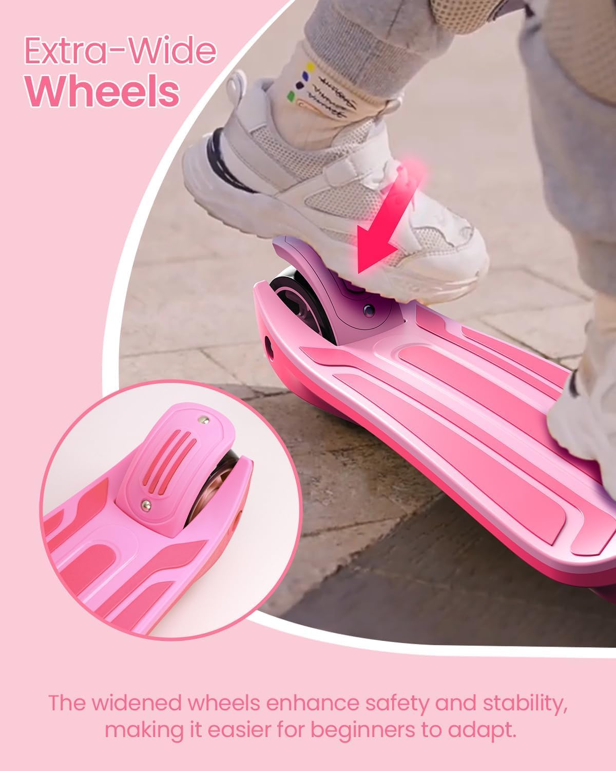 Monopattino regolabile 2 in 1, 3 – 12 anni, manubrio a 5 livelli, sedile rimovibile, ruote a LED, pieghevole, rosa (ragazze e ragazzi) nero