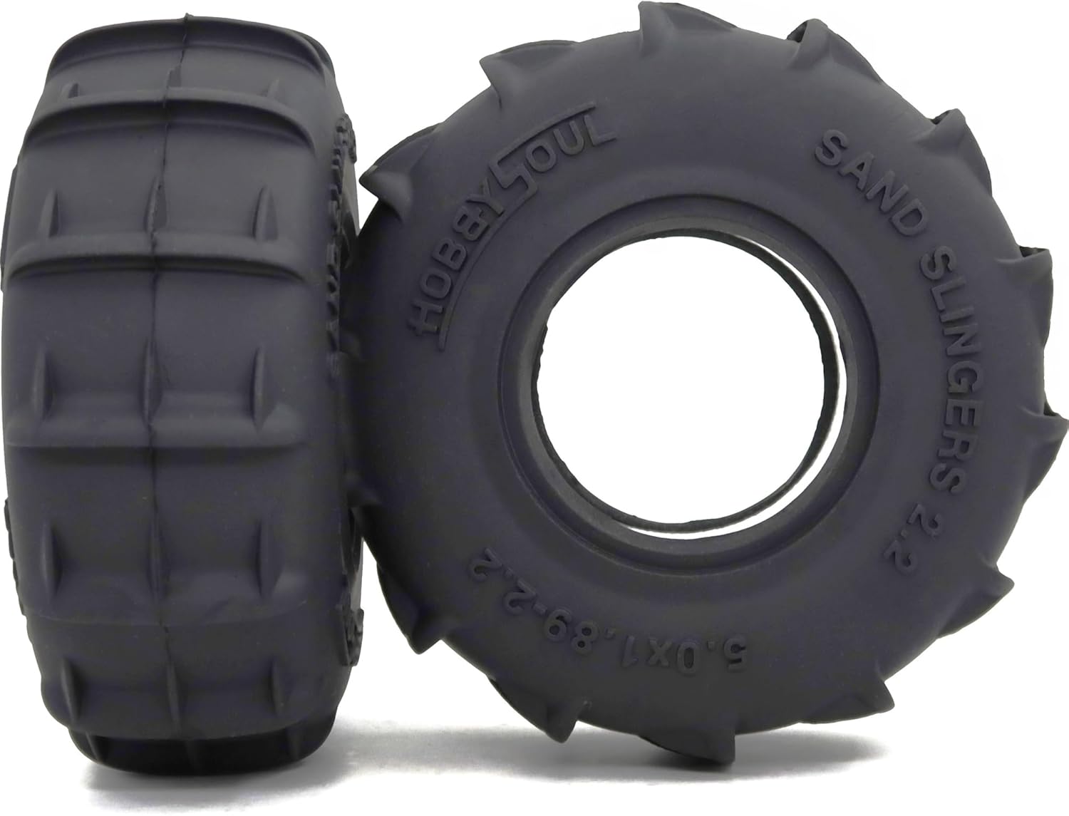 HOBBYSOUL RC Sand Slingers 2.2 Tires 127mm / 5.0'' Tall For 1/10 RC Crawler TRX4 SCX10 Upgrades - Snow Sand Terrain